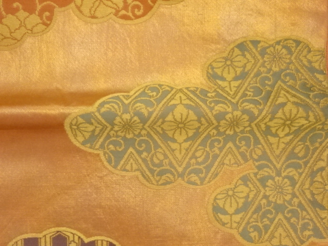 6856833: JAPANESE KIMONO / VINTAGE FUKURO OBI / WOVEN RHOMBUS